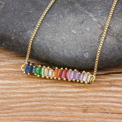 The Rainbow Emerald Cut Necklace